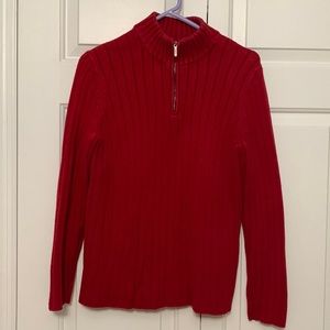 Red zip mock turtleneck ladies petite medium
